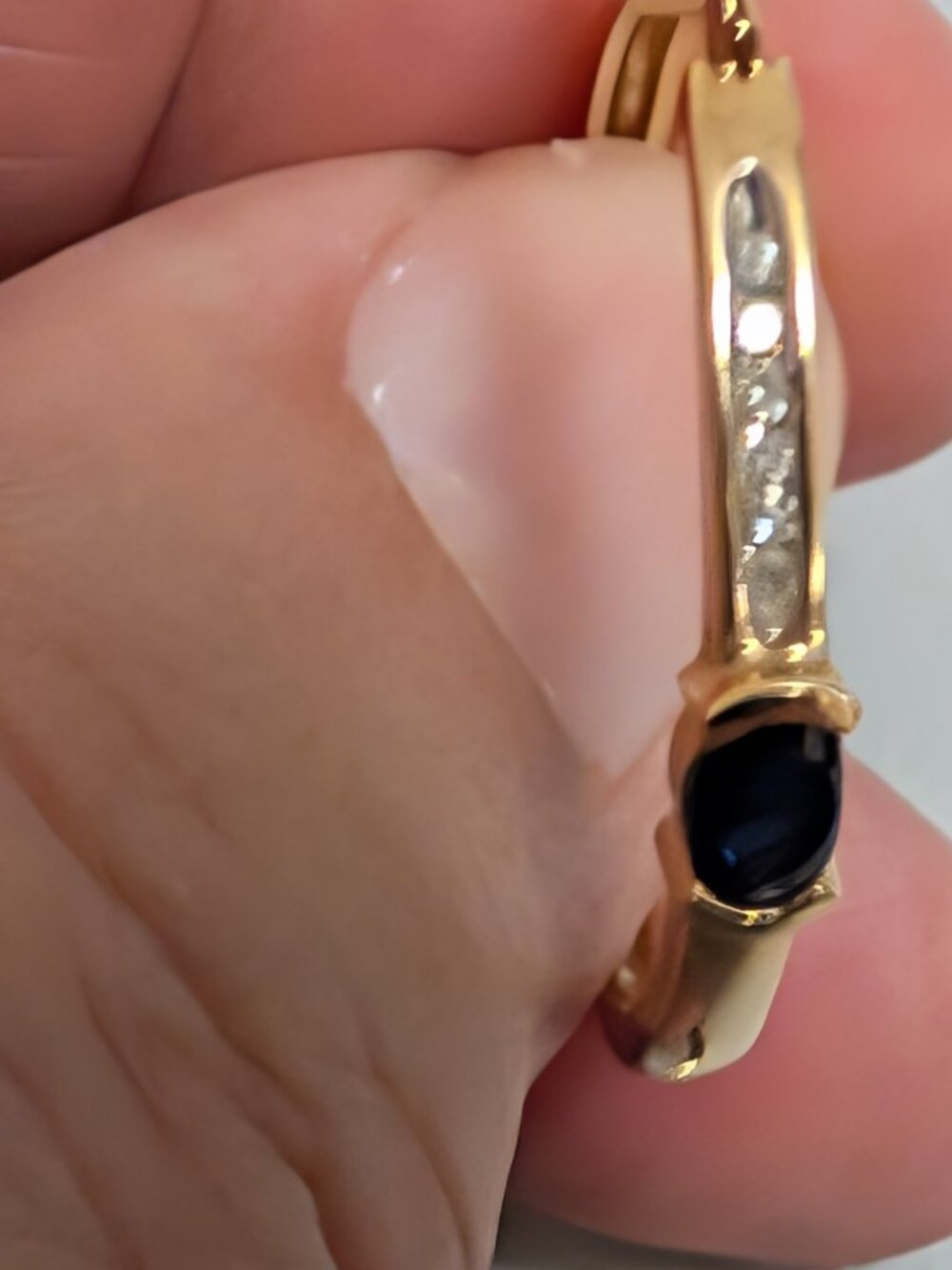 1 inch diamond and sapphire earrings - gold plate over 925 sterling silver
